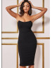 Strapless Black Jersey Alluring Party Dress